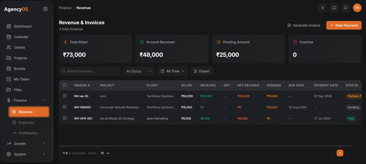 AgencyOS Detail Page Showcase