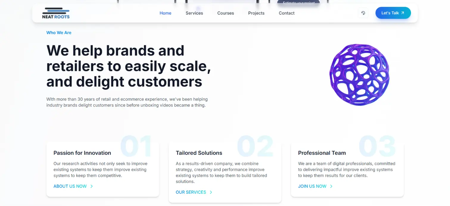 NeatRoots Detail Page Showcase